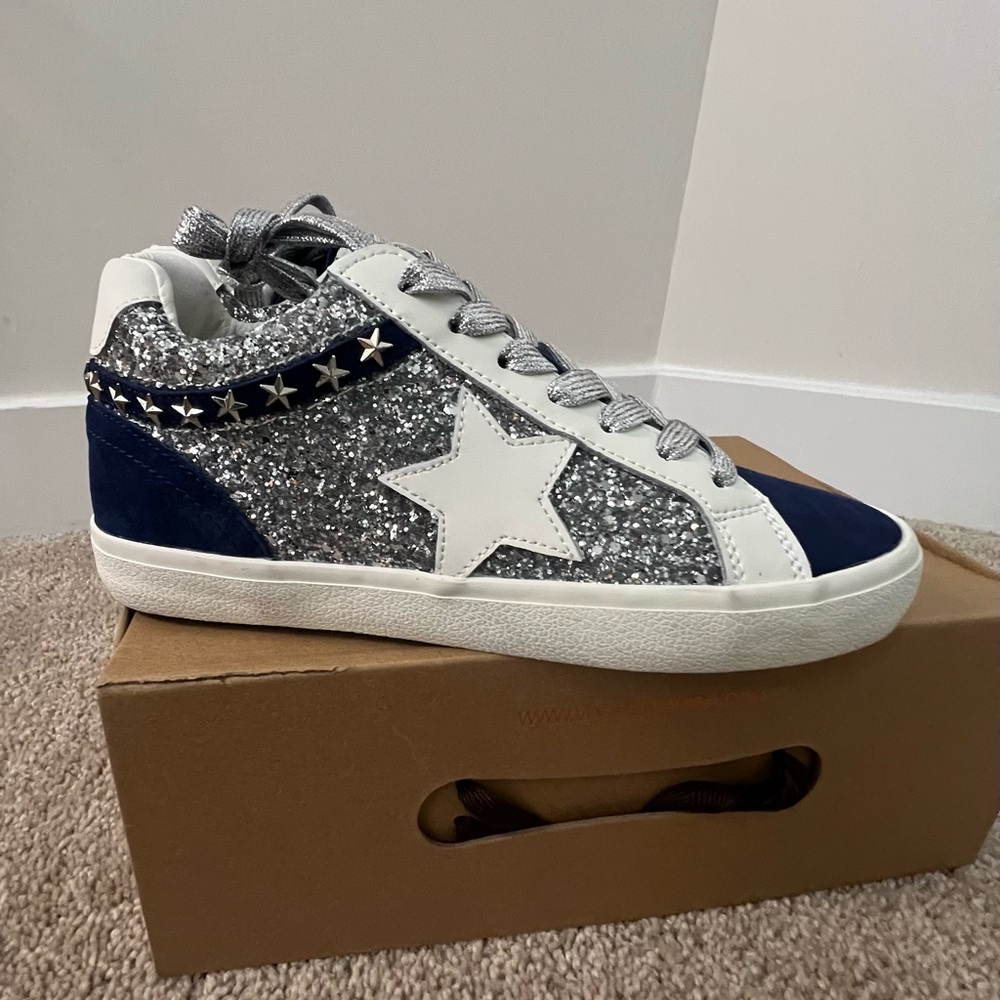 WOMEN'S VINTAGE HAVANA GLITTER HIGH-TOP SNEAKERS